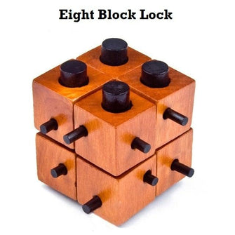 Eight Block Lock Wooden Puzzle Toy - Sticky Balls Boutique