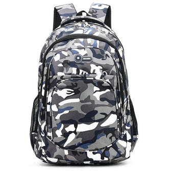 White And Blue Camo Design High-Quality Teen School Backpacks - Sticky Balls Boutique