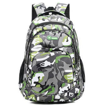 Green And Grey Camo Design High-Quality Teen Backpacks Bookbags - Sticky Balls Boutique