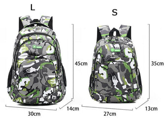 Measurement for Green And Grey Camo Design High-Quality Teen Backpacks - Sticky Balls Boutique