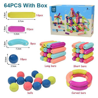 64pcs With Box  Magnetic Sticks Building Blocks Set - Sticky Balls Boutique