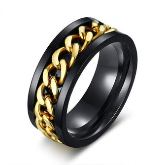 Vnox Spinner Black Chain Ring for Men - Sticky Balls Boutique