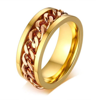 Gold Vnox Spinner Black Chain Ring for Men - Sticky Balls Boutique