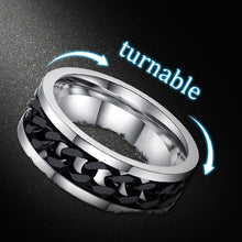 black silver Vnox Spinner Black Chain Ring for Men - Sticky Balls Boutique